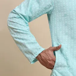 Pro-Ethic STYLE DEVELOPER Embroidered Sequinned Pure Cotton Straight Kurta With Pyjamas image 3