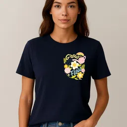 Anikmart Women Typography Printed Round Neck Pure Cotton T-shirt-picture-29