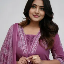 JAIPURI COLLECTION Women Ethnic Motifs Printed Regular Thread Work Pure Cotton Kurta with Trousers & With image 5