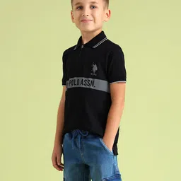 U.S. Polo Assn. Kids Boys Brand Logo Printed Polo Collar T-shirt-picture-43