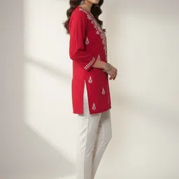 NAZAQAT ETHNIC INDIA Floral Embroidered Thread Work Thread Work Kurti image 3