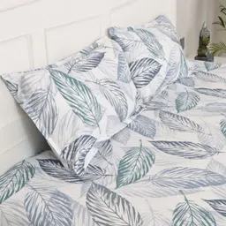 Jaipur Weaves Blue & White Floral Printed 240 TC Cotton King Bedsheet Set 2.75 m x 2.75 m-picture-23