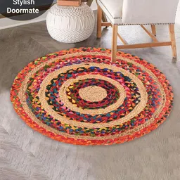 Myntra Elegant Homes Brown & Red Self-Designed Anti-Skid Doormat image 3