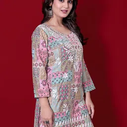 RUDRA LIFESTYLE Floral Embroidered Thread Work Pure Cotton Thread Work Kurti image 3