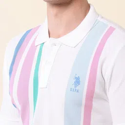 U.S. Polo Assn. Men Summer Splash Vertical Striped Polo Collar Cotton T-shirt image 5