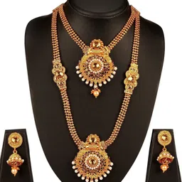 Women Click Gold-Plated Artificial Stone-Studded Jewellery Set-picture-29