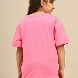 Kids Ville Girls Barbie Printed Pure Cotton Round Neck Oversized Tshirt image 5