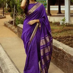 Aman's Impero Woven Design Zari Silk Blend Handloom Saree-picture-22