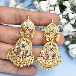 MEIRA JEWELLERY Artificial Stones Studded Contemporary Drop Earrings-picture-36