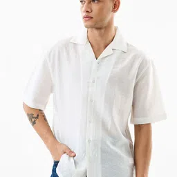 Snitch Men White Textured Shirt-image-25