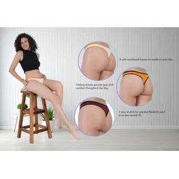 ORLIZEA Pack of 3 Women Low-Rise Cotton Blend Thongs image 3