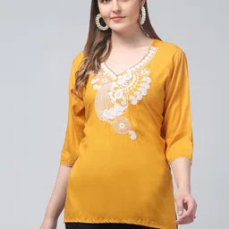 ERUDITE CLUB Ethnic Motifs Embroidered V-Neck Thread Work Thread Work Kurti-picture-12
