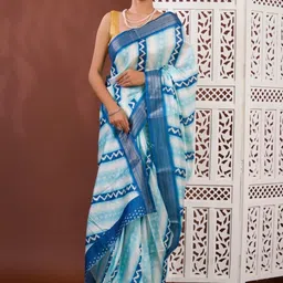 KCPC BANDHANI Tie and Dye Zari Woven Design Leheriya Saree image 2