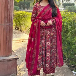 SZN Women Floral Printed Regular Kurta with Palazzos & With Dupatta image 5