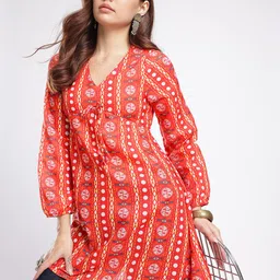 fusion by glitchez Geometric Printed Cut Out Detail A-Line Dress-picture-40