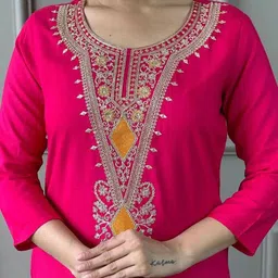 Women Basket Women Embroidered Regular Thread Work Kurta with Trousers & With Dupatta image 3