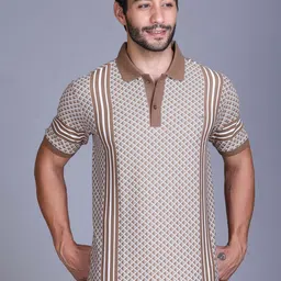 Parcel Yard Men Dri-FIT Geometric Printed Polo Collar Cotton T-shirt image 1