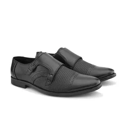 FELELOZ LONDON Men Textured Genuine Leather Formal Monk Shoes image 2