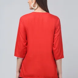 ERUDITE CLUB Ethnic Motifs Embroidered V-Neck Thread Work Thread Work Kurti image 3