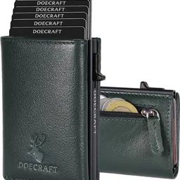 doecraft Men Casual, Formal Green, Black Genuine Leather, Aluminium RFID Wallet-picture-24
