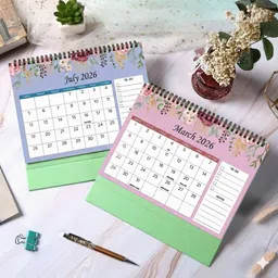 thinkcrafts Desk Calendar with Floral Design, 8.5 x 6.5 Inches,Monthly Notes Section 2026 Table Calendar image 2