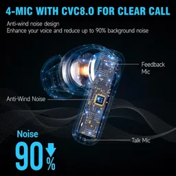 edyell Bluetooth Headphone, Noise Cancelling,100Hrs Playtime,4 Mic,13mm Driver, Type-C Bluetooth Headset image 2