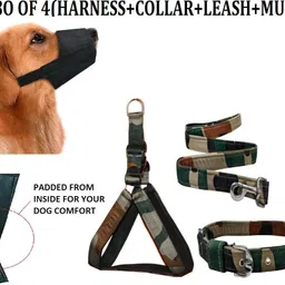 hachiko Best Quality Dog Padded Belt Harness+Leash+Collar+Dog Mouth Muzzle(Combo of 4) Dog Harness & Leash-picture-16