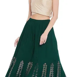pinovo Women Regular Fit Green Viscose Rayon Trousers-picture-25