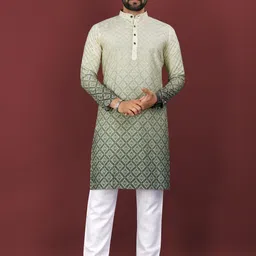 KRIJET Men Floral Printed Sequinned Kurta with Pyjamas-picture-29