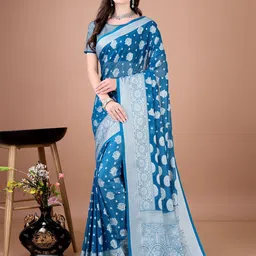 Leelavati Woven Design Zari Pure Georgette Kanjeevaram Saree image 2