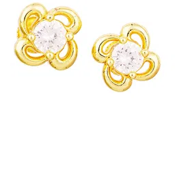 Subham Jewellers Gold-Plated Cubic Zirconia Studded Floral Shaped Studs-picture-35