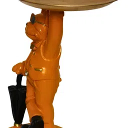 MISS PEACH Orange & Gold Toned Dog Statue Showpiece image 4