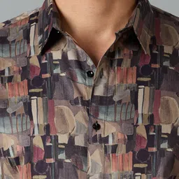 MARK & ALBERT Men India Slim Fit Abstract Printed Spread Collar Cotton Casual Shirt image 2