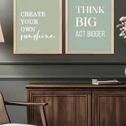 Kotart Set Of 2 Brown & Green Wood Motivational Wall Paintings image 4