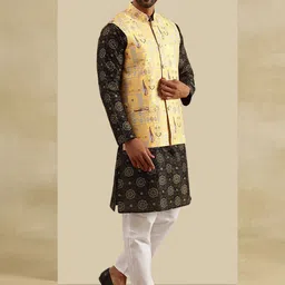 SOJANYA Men Ethnic Motifs Regular Kurta with Pyjamas image 2