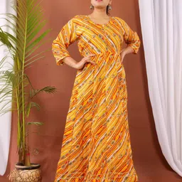 Parth Fashions Women Leheriya Printed Ombre Daily Cotton A-Line Kurta-picture-21