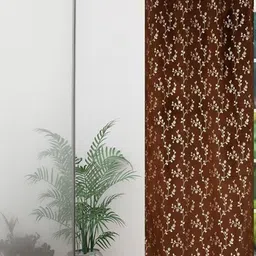 GEET CREATIONS Brown Floral Room Darkening Window Eyelet Curtain-picture-36