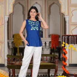 KALINI Women Floral Embroidered Round Neck Top-image-55