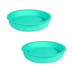 LASAKI 2Pcs Blue Ceramic Lightweight Circular Flower Planter Plates-picture-34