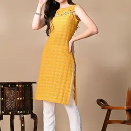 TOP 2 BOTTOM Woven Design Round Neck Regular Pure Cotton Straight Kurta With Trouser image 4