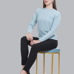 Melvin Women Round Neck Long Sleeves Woollen Pullover-image-6