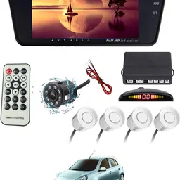msnp 7Inch Bt Full HD Rearview Monitor Screen With White Sensor & Camera For Car 208 Black LED image 1
