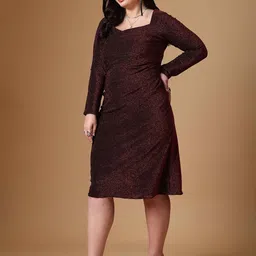 Curvy Lane Plus Size Solid Midi Dress image 5