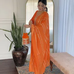 Ekta Textiles Women Ethnic Motifs Embroidered Kurta with Trousers & Dupatta image 5