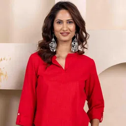 INAAYA JAIPUR Roll-Up Sleeves Cotton Top image 5