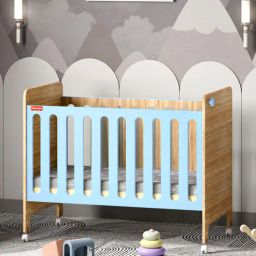 fisher-price Romania Height Adjustable Baby Crib With Wheels & Mattress In Blue Colour-picture-5