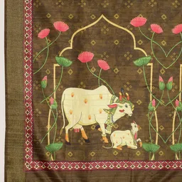 Mitera Ethnic Motifs Printed Zari Bandhani Saree image 3