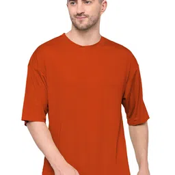 TQH Men Solid Round Neck Cotton Oversized T-shirt-picture-18