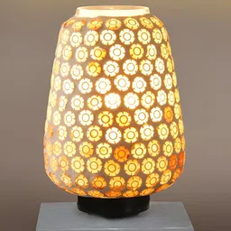Aura White & Brown Textured Glass Lamp With Wood Base image 2