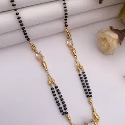 BELLEZA JEWELS Gold-Plated Artificial Stones Studded & Beaded Mangalsutra-picture-31